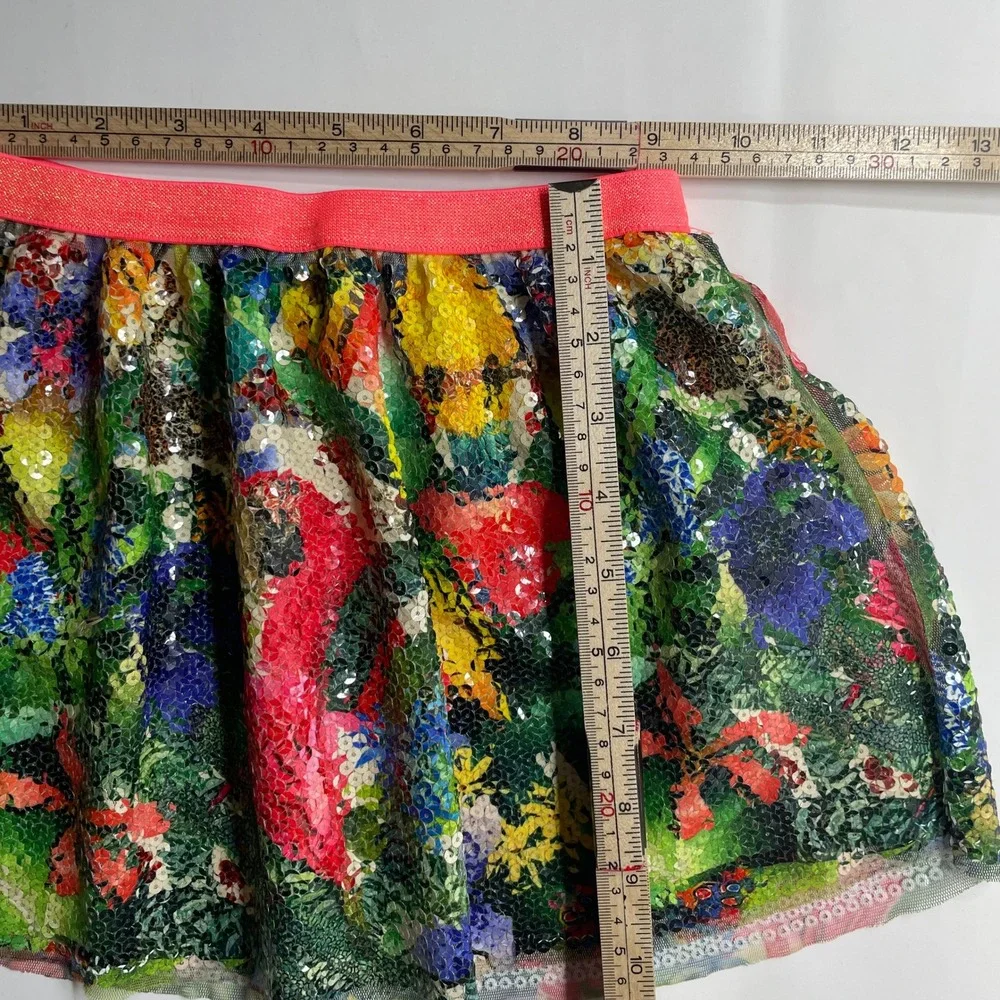 Kate Morgan Studio x HM Girls Multi Color Sequin Tropical Parrot Skirt Size 2-4Y